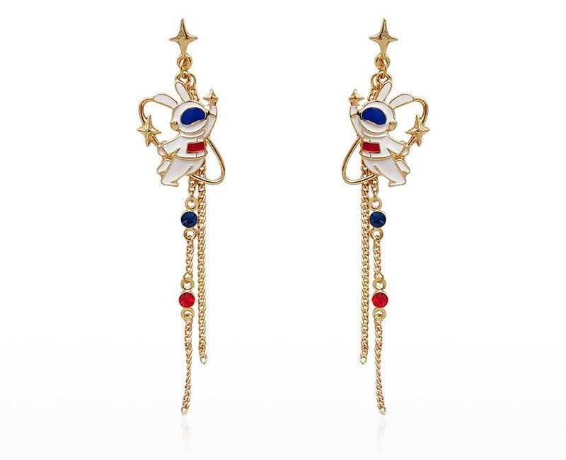 Astronaut and Stars Drop Earrings
