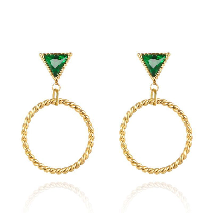 Gold Plated Emerald Drop Earrings
