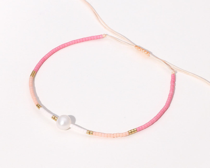 Pink Beads and Freshwater Pearl Bracelets