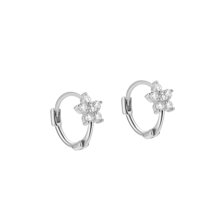 Cubic Zirconia Plum Blossom Huggie Earrings