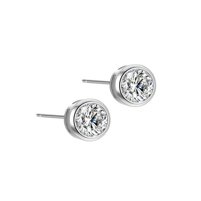 Sterling Silver 5mm Cubic Zirconia Stud Earrings in White